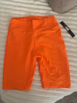 Orange scrunchie shorts
