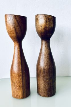 Mid Century Modern Wood Candleholders