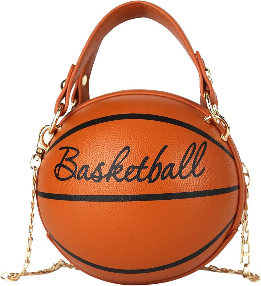 Women Lovely Basketball Shoulder Bag Purse Orange Color 6” Diameter