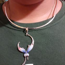 925 Silver Choker with Pendant///// Gargantilla de Plata 925 Con Colgante