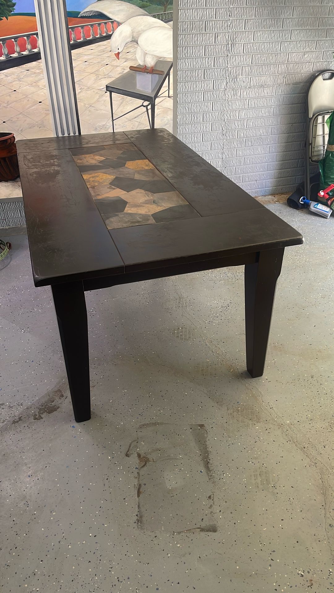 Solid Wood With Granite/Marble Center Dinette Table
