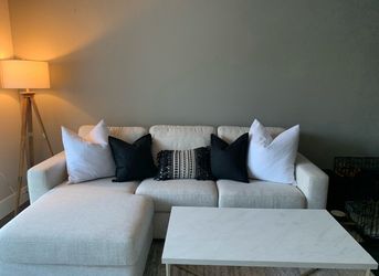Doheny Reversible 94" Sofa/Chaise With Storage Ottoman | Beige L-shaped Sofa