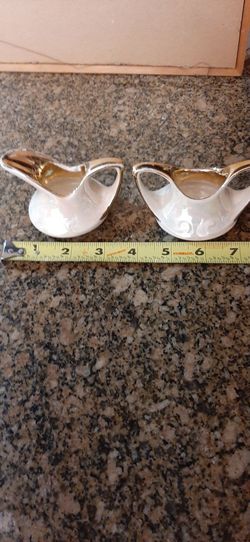 Vintage Iridescent glaze and gold mini sugar bowl & creamer