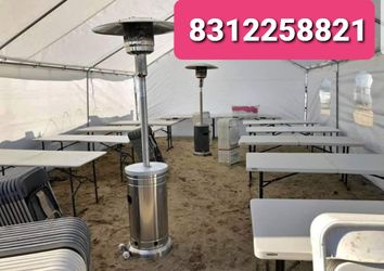 Heaters,Tents, tables, chairs