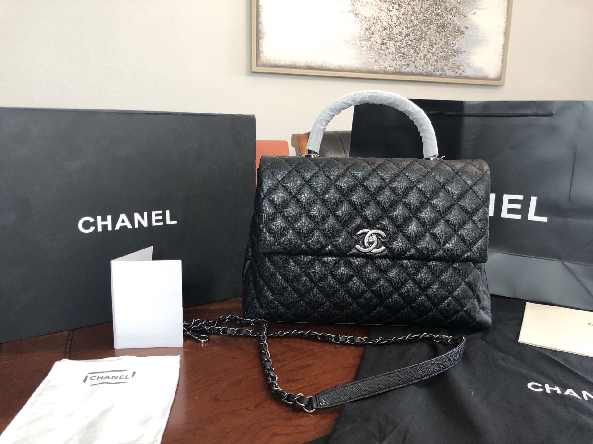 New Chanel large flap bag with top handle for Sale in Bellevue, WA - OfferUp