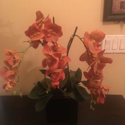 Artificial Orange Orchid in Square Pot beautiful $8.00 OBO. Harris and Stine