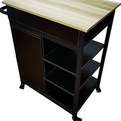 ALEKO KIC01 Multi-Purpose Storage Movable Storage Utility Rack - 3 Tier Shelving with Drawers - Black 