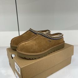 NEW UGG TASMAN  Women's Size 7 Suede & Sheepskin Slippers Sandals 5955 CHESTNUT