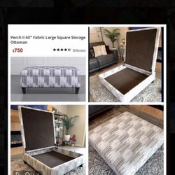 HUGE Like New 3.5 Foot X 3.5 Foot Square Storage Ottoman From Living Spaces - Inside Suede - Paid $826 w/tax