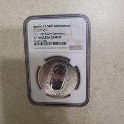 2019 Apollo 11 50th Anniversary Proof Silver Dollar.  Graded 