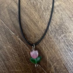 Tulip Handmade Cute Pink Simple Necklace