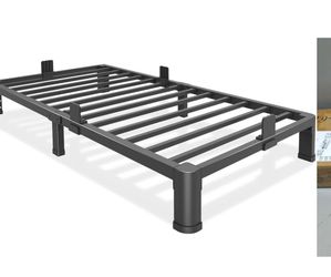 6 Inch Low Twin Bed Frame with Round Corner Legs,3500 LBS Heavy Duty Low Profile Twin Size Metal Platform, Steel Slats Support No Box Spring Needed Ea