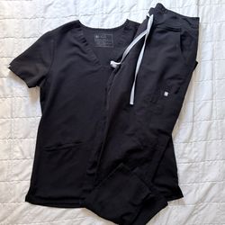 figs scrubs set, black 