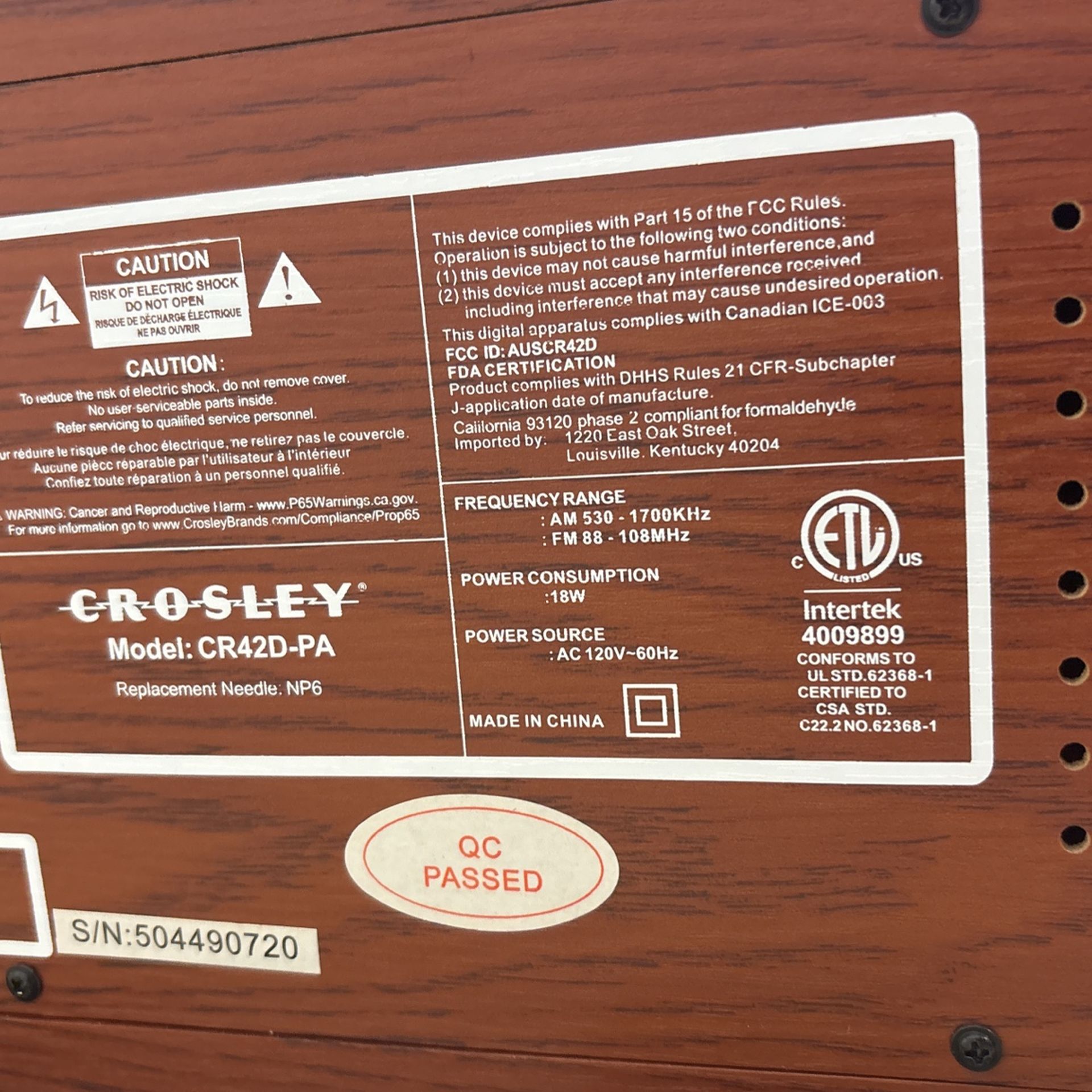 Crosley CR42D PA Lancaster 3 Speed Turntable with Radio, CD