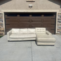 White Leather Couch Sectional Set 
