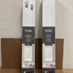 New Pair of 2” Cordless Faux Wood White 32” x 64” Blinds 