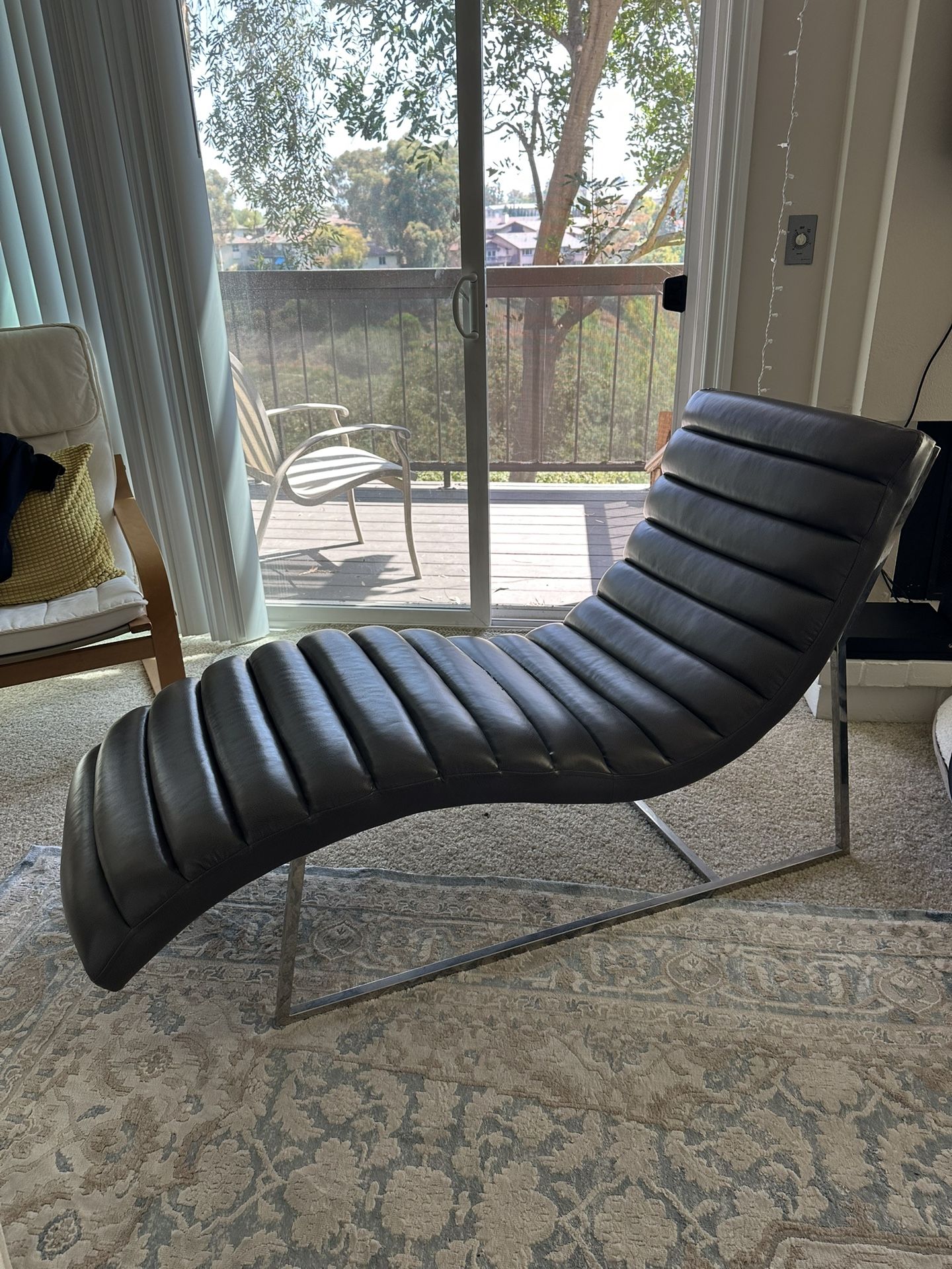 Bardot Chaise Lounge w/ Stainless Steel Frame by Diamond Sofa - Elephant Grey