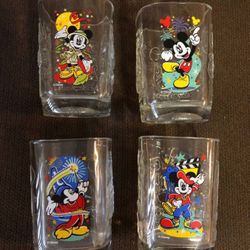 McDonalds 2000s Walt Disney World Mickey Mouse 12 Ounces Glass, set of 4
