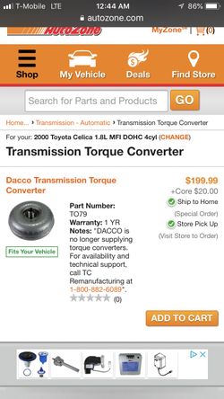 2000 Toyota celica gt automatic new torque converter