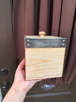 Rustic Wooden Box with Lid and Knob