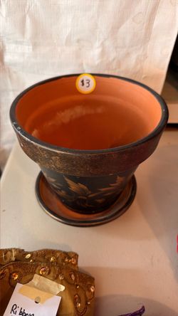 Decorative Terracotta Planter with Saucer