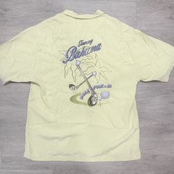💥FLASH SALE $25 🌴 Tommy Bahama 🌴 “ More Par For Ya “ Embroidered Men’s Golf lightweight Vacation style Button Up collared Short Sleeve Size L Large