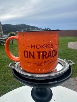 Virginia Tech Hokies Orange Speckled Ceramic Coffee Mug 12oz Collegiate Painted