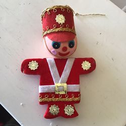 Antique Handmade Felt Toy Soldier Christmas Tree Ornament 