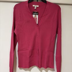 Edikted Fuchsia Ribbed Cardigan Size: XL