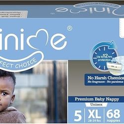 Minime Baby Diapers - Size 5 (28-39 lbs), X-Large, 68 Count, Premium Ultra Soft Disposable Baby Diapers, Hypoallergenic, Fragrance Free