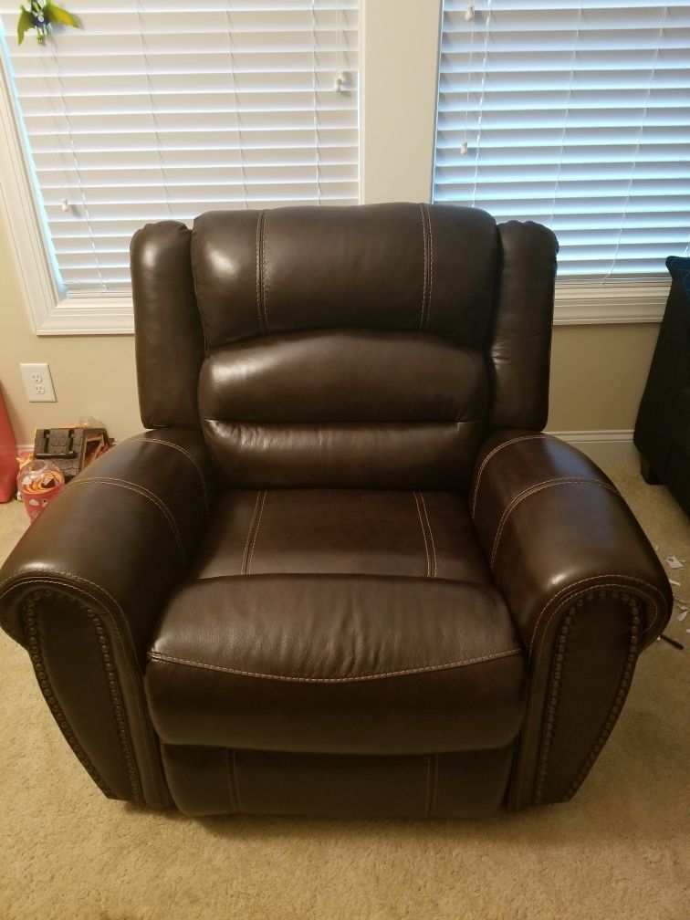 Leather rocking recliner
