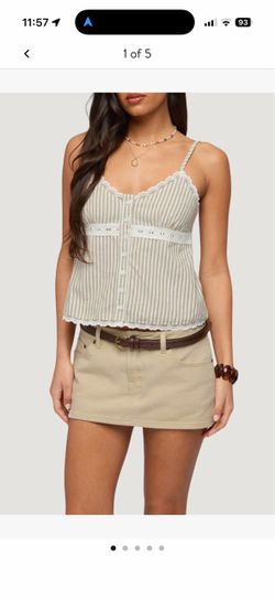 EDIKTED Elodie Lacey Striped Tank Top