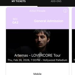 Artemis Livermore Tickets