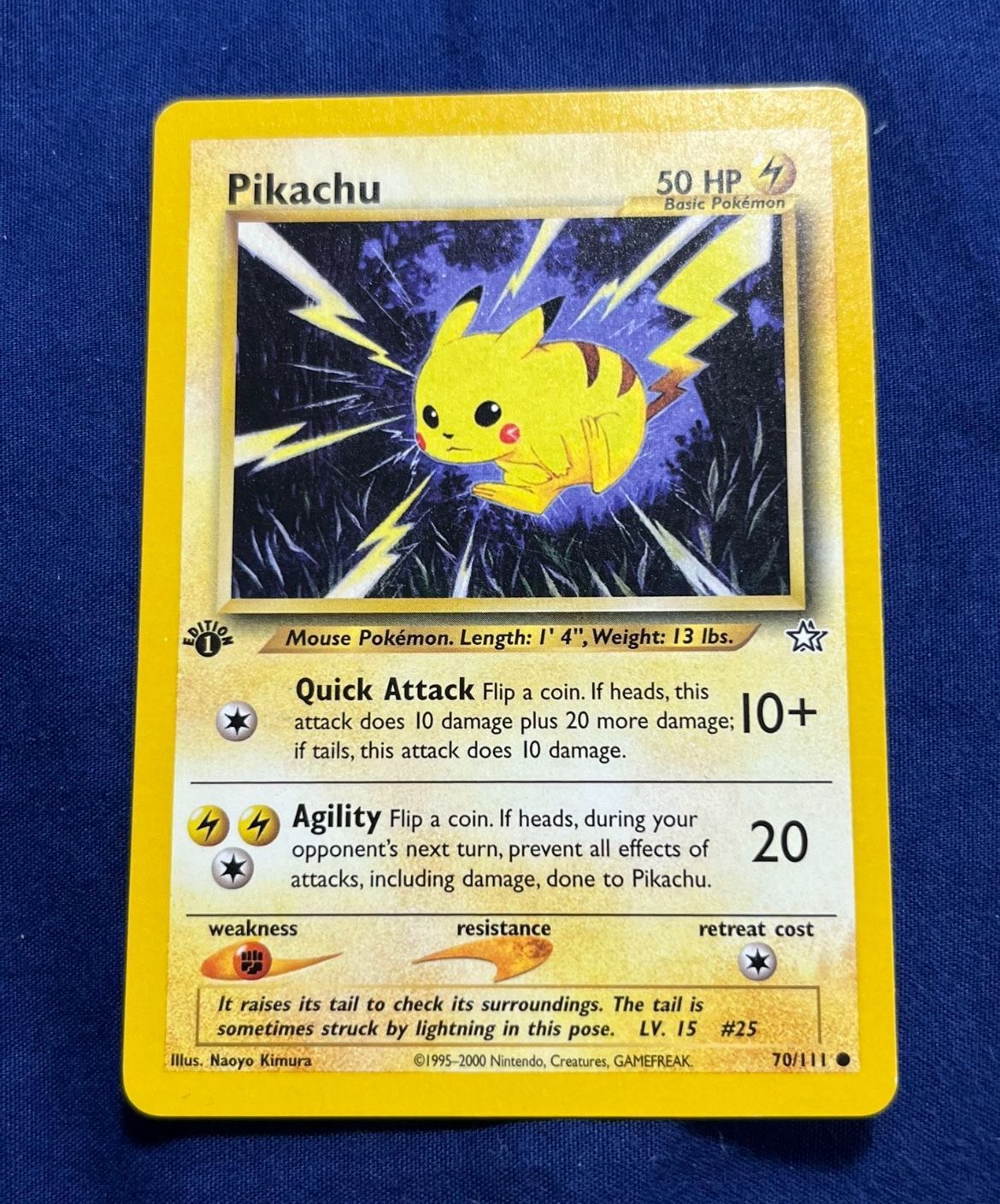 Pikachu 1st Edition Neo Genesis 70/111 Pokemon TCG Card WOTC Vintage 2001 NM