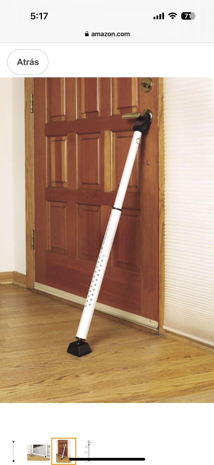 Master Lock Door Stopper Dual-Function Security Bar White Adjustable Hinge/Patio Sliding Doors $110 MSRP