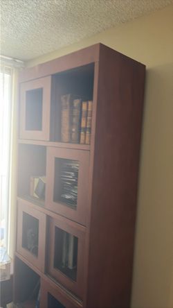 Brown tall book case