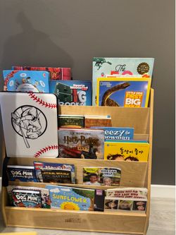 ECR4Kids Streamline Single-Sided Book Display with Storage, Classroom Bookshelf, Natural