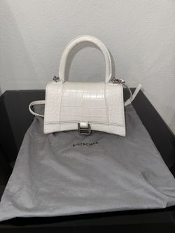Balenciaga White Embossed Leather Two Way Satchel