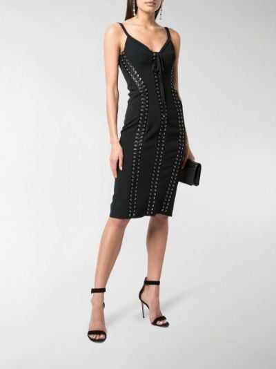 Dolce And Gabbana Black Lace-up Bodycon Dress Size 42