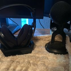 Astro A50 Headset, Blue Yetti Microphone, Elgato Camera