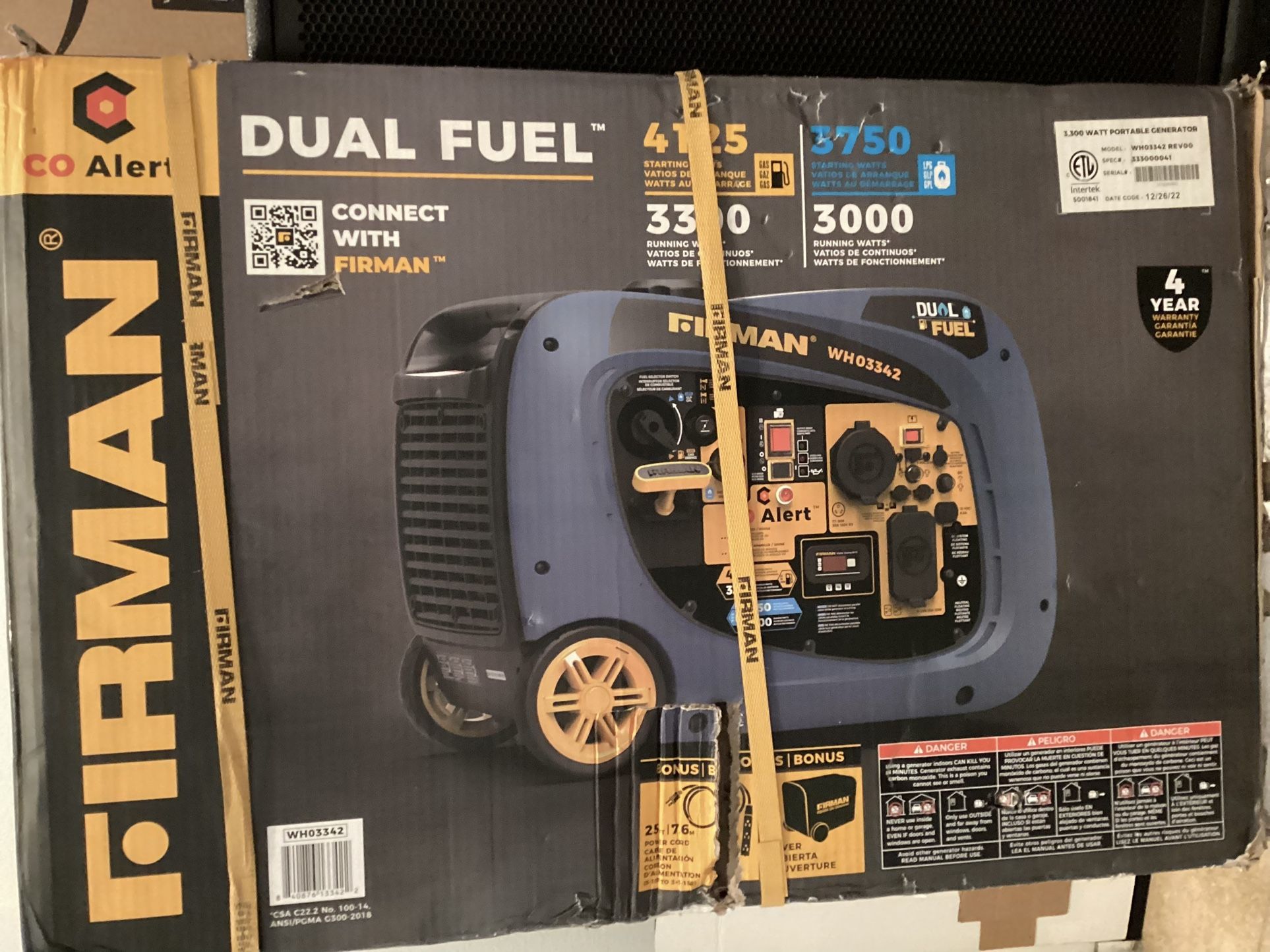 Firman Dual Fuel Generator *BRAND NEW*