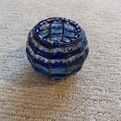 Blue Beaded Pen Holder