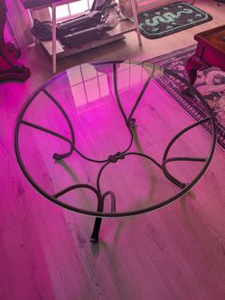 Wrought Cast iron Metal Glass coffee table