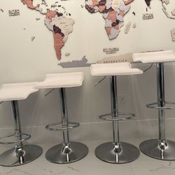 White & Chrome Adjustable Barstool