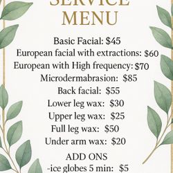 Facial/wax Services