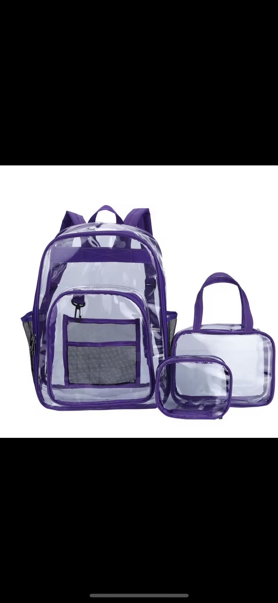 3 Pcs Clear School Backpack