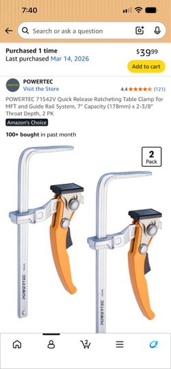 Quick release Ratchet table clamp for festool