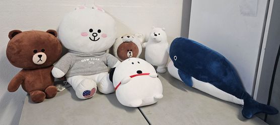Cute Plushie Set (Includes 3 Line Friends Originals)
