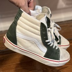 VANS SK8 Hi Retro Athletic Shoes Sneakers Sz M 8.5 W 10 White Green Suede Canvas