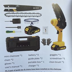 Tietoc Mini Chainsaw 6 Inch Cordless [With 2Pcs 21V Batteries] 